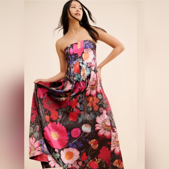 Free People Dresses & Skirts - Free People Botanical Strapless Maxi Dress - Chocolate Combo size small